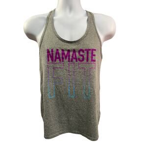 Nike Namaste Calm Tank Top Size Small Gray Racerback Yoga Graphic